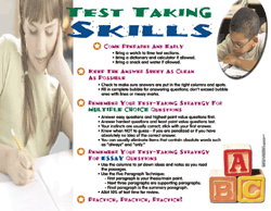 Test Taking Skills - Parenting Poster Tips