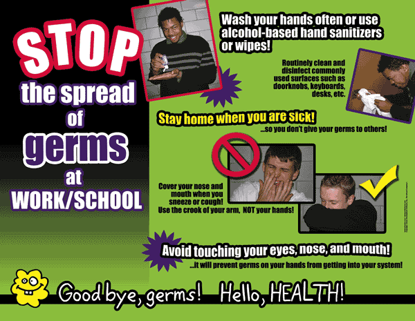 Stop The Spread Of Germs At Work/School Poster & Handout